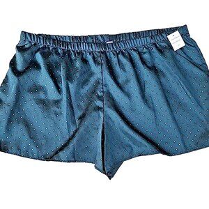 NEW Lilac + London Green Spruce Satin Silky Gold Dots Pajama Shorts Only Sz XXL